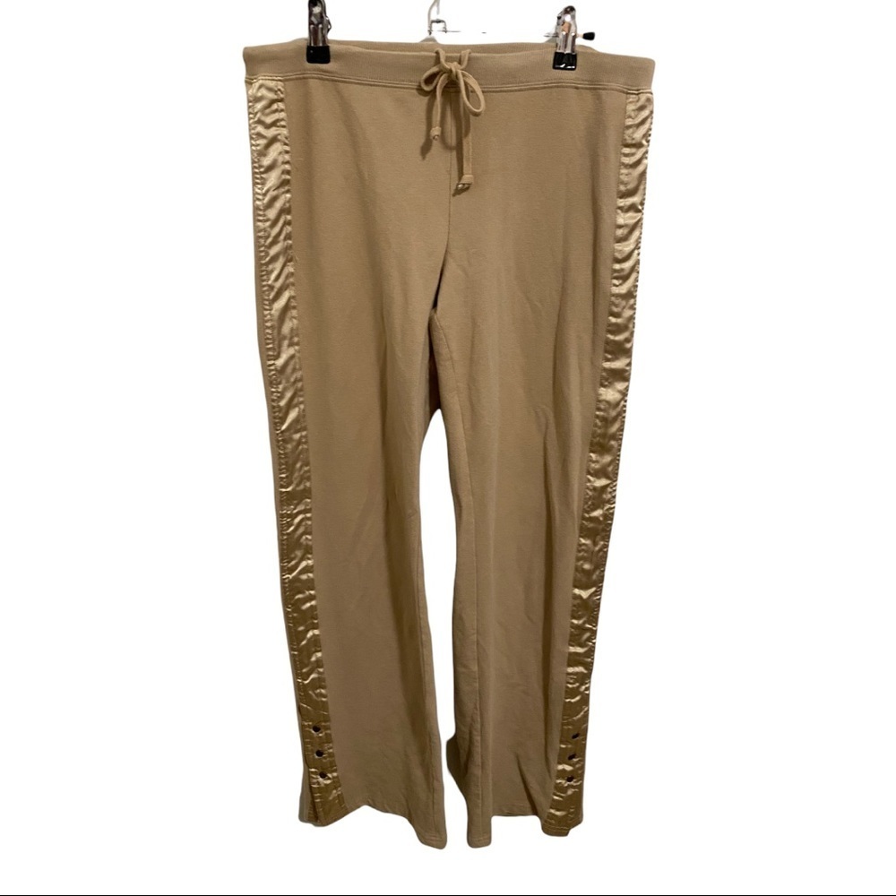 TeeCo Draw String Tan Sweat pants with side buttons on leg